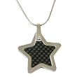 Star Pendant Necklace Stainless Steel Black Carbon Fiber Polished Finish by Bucasi