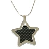 Star Pendant Necklace Stainless Steel Black Carbon Fiber Polished Finish by Bucasi