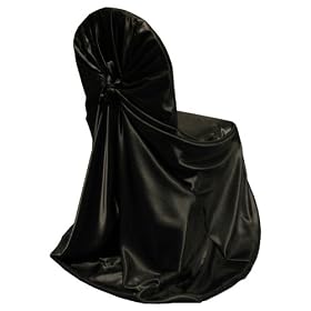 New Pack of (100) Black Satin Banquet Chair Covers Self Tie Bow Design by Sky Enterprise USA