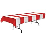 Red & White Stripes Tablecover Party Accessory (1 count) (1/Pkg)
