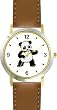 Baby Giant Panda or Panda Bear Animal - WATCHBUDDY&reg; DELUXE TWO-TONE THEME WATCH - Arabic Numbers - Brown Leather Strap-Children's Size-Small ( Boy's Size & Girl's Size )