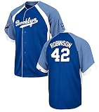 Majestic Jackie Robinson Brooklyn Dodgers Cooperstown Embroidered Wheelhouse Jersey (XL=48)