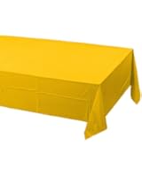 Creative Converting Touch of Color Plastic Lined Table Cover, 54 by 108-Inch, School Bus Yellow