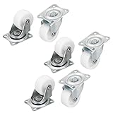 uxcell メタル　トップ　プレート　キャスター　6個入り　30×24mm ホワイト　プラスチック　ホイール