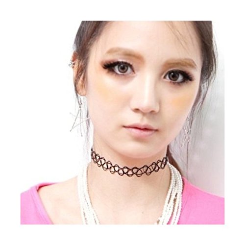 Black Stretch Henna Tattoo Choker Collar Necklace Vintage Jewelry by 24/7 store