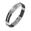 10mm Wide Stainless Steel and Rubber Greek Key Bracelet 8"