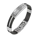 10mm Wide Stainless Steel and Rubber Greek Key Bracelet 8"