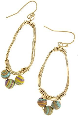 TRENDY FASHION JEWELRY COLORFUL ORB BEAD DROP EARRINGS BY FASHION DESTINATION | (Mint)
