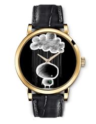 SPRAWL Aanalog Fashion Series Gold Ladies Watches of Genuine Black Leather Strap,Unique Wrist Watch for Women Girls Designed with Snowman in the rain