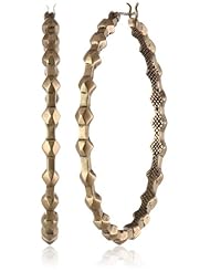 Sam Edelman 40mm Large Faceted Antique Worn Gold Colored Hoop Earrings