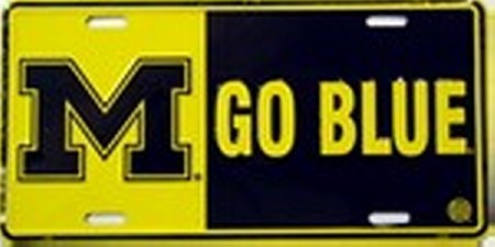 University of Michigan Wolverines Go Blue NCAA Tin License Plate