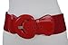 TFJ Women Fashion Belt Hip High Waist Wide Elastic Waistband Round Buckle M L XL Red