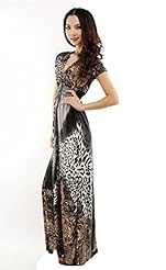 V-neck Short Sleeves General Print Polyester Empire   Waistline Jumper/Maxi Dress 