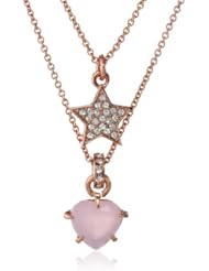 Juicy Couture Rose Gold Double Layer Pave Star Necklace, 17"