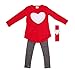 PanDaDa Girls Top Heart Printed T-Shirts with Headband Leggings Pants Outfits