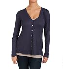 Mystree Ruffled Back Button Up Longlseeve in Navy