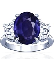 Platinum Oval Cut Purple Sapphire Three Stone Ring