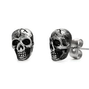 Vintage Biker Style Skulls Stainless Steel Stud Earrings for Men (Jewelry)