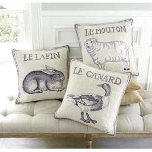 French Farm Animal Hand Hooked Pillow- Ballard Designs