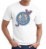 PEACE SIGN with BUTTERFLIES Symbol Adult T-shirt Tee shirt - White