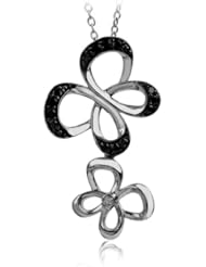 Jessica Simpson Silver Black & White Diamond Butterfly Pendant (1/4 cttw)