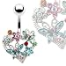 Beautiful Crystal Flower & Butterfly Belly Bar