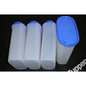 Tupperware Modular Mates Oval 4 Set with Pour Seals. Blue by Tupperware