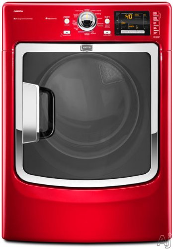 Maytag Maxima EcoConserve MED7000XR 27 Electric Steam Dryer with 74 cu ft Capacity 11 Cycles 5 Temp Settings Wrinkle Control Steam Boost Option LCD Readout LED Lighting and SoundGuard Stainless Steel Drum: Crimson