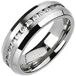 Spikes Womens Solid Titanium 6mm Brushed Center Cubic Zirconia Band Ring