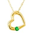 14k Yellow Gold Emerald Heart Pendant Necklace, 18"