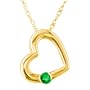 14k Yellow Gold Emerald Heart Pendant, 18"