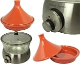 Andrew James Premium Glass Slow Cooker 6.5 Litre Silver + FREE Bonus Tagine Attachment