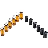 Easytle&reg; 3ml Amber Glass Roll on Refillable Bottles Sample Vial High Quality--Set of 6 with Metal Ball for Fragrance Essential Oil Blend,Aromatherapy,Facial Serum,Eye Serum,Perfume Bottle and Lip Balms- Perfect Size for Travel
