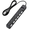 ELECOM 雷ガードタップ 個別スイッチ ホコリシャッター付 6個口 2.5m BK T-K04-2625BK
