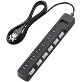 ELECOM 雷ガードタップ 個別スイッチ ホコリシャッター付 6個口 2.5m BK T-K04-2625BK