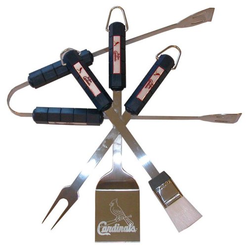Motorhead Products MH5126 MLB 4-Piece BBQ Grilling Utensil Set, Cardinals