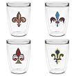 Fleur-de-Lis 16 oz Insulated Beverage Tumblers Set, Clear (4 designs)