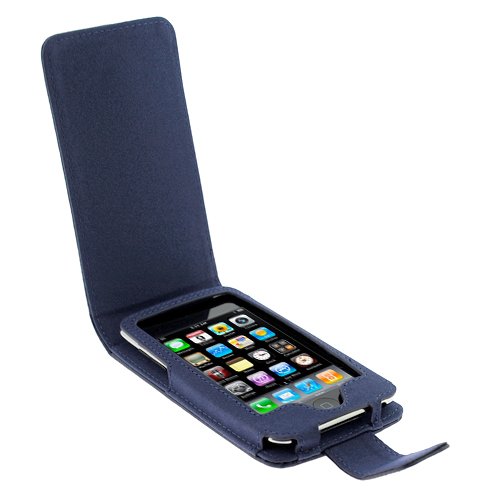 GTMax Permium Durable Leather Flip Carrying Case - Dark Blue for Apple iPod touch 8GB 32GB 64G 3rd 3G Generation
