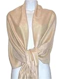 70% Pashmina 30% Silk Paisley Self-Design Shawl / Wrap / Stole - Biege (Buy 2 - Get FREE SHIPPING !)