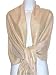 70% Pashmina 30% Silk Paisley Self-Design Shawl / Wrap / Stole - Biege