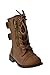 Mango-61KA Baby Girls Combat Lace Up Boots Tan Toddler