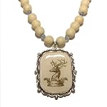 Magnesite Necklace 02 Pendant White Deer Stag Beaded Gemstone Healing Reiki 18