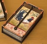 Metal and Ratan Guest Napkin Holder/Towel Tray