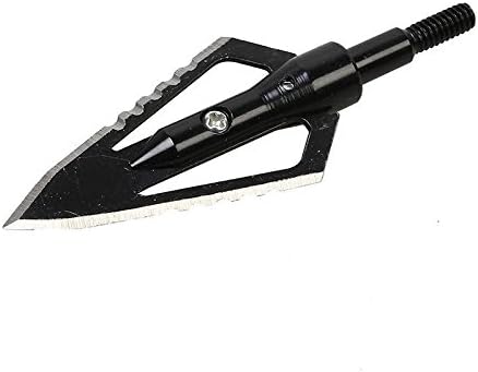 Hunting Arrow Heads S/S Archery Hunting Broadheads Broad 2 Blades Sawtooth Screw Tip Arrow Head Metal Arrow Heads (Black)