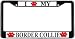 I Love My Border Collie Paw Prints Dog Black Metal License Plate Frame Holder