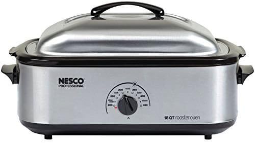 18-Quart Professional Roaster Oven Stainless Steel Base and Lid Energy Efficient- Perfect Large Capacity "Do-It-All" Roasting Miracle Pan- Makes Perfect Healthy Meals- Adjustable Thermostat Easy Clean