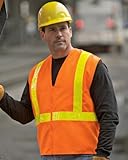 Port Authority Men s Big Safety Work Vest Safety Orange Reflective Small Medium
