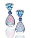 14k White Gold Created Opal, Swiss Blue Topaz and Blue Sapphire Teardrop Pendant, 17\