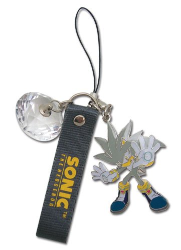 Sonic The Hedgehog Silver Emerald Cell Phone Charm