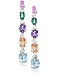 Sterling Silver Multi-Color Rhodium Plated Earrings